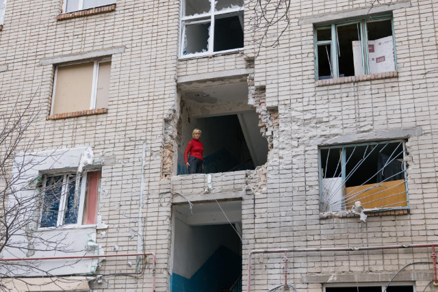 La stupéfaction est mondiale quand circulent les premières photos de la destruction systématique des villes ukrainiennes. Ici Mikolaiev. Photo : Laurence Geai