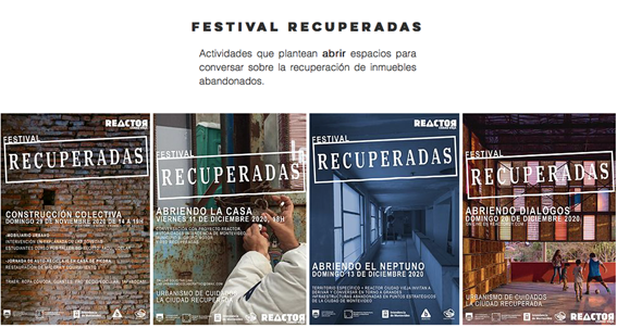 Festival of international experiences on recovering empty spaces organized by the Laboratorio Reactor 2020.